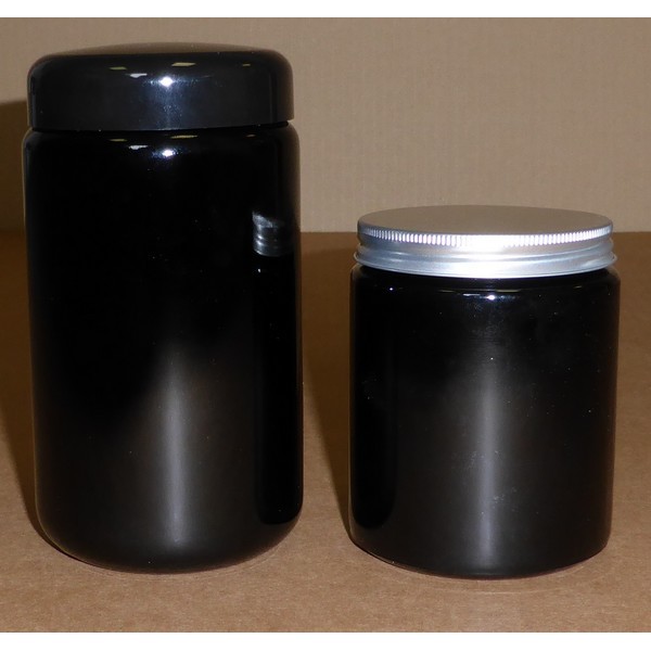 Miron Violet Verre Col Large Cosmétique//Herb Pot 15 ml standard avec Noir Couvercle